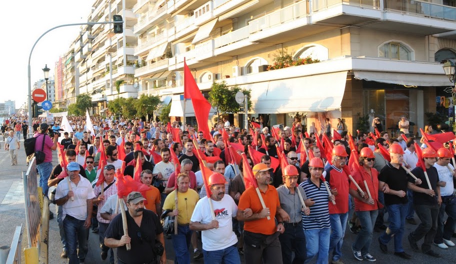 Z demonstrace řeckých pracujících 10.9.